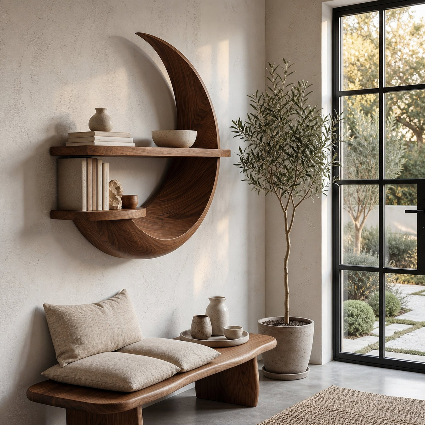 Rustic Floating Shelf With Natural Wood Display Storage For Living Room - product view 7