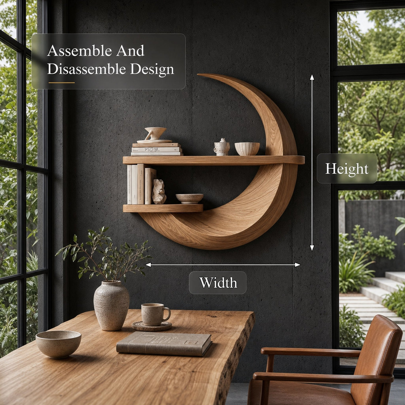 Rustic Floating Shelf With Natural Wood Display Storage For Living Room - product view 8