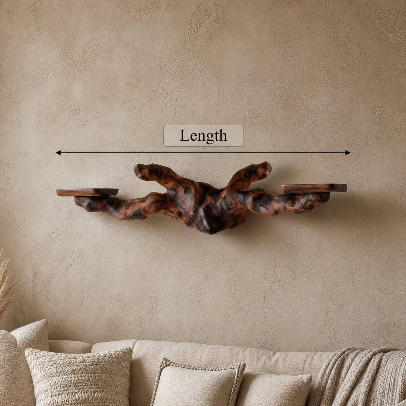 Rustic Floating Shelf Wood For Living Room - product view 6