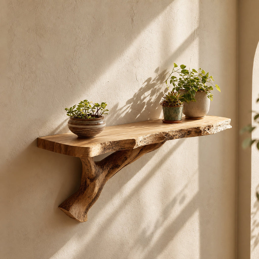 Rustic Floating Shelve Living Room And Entryway