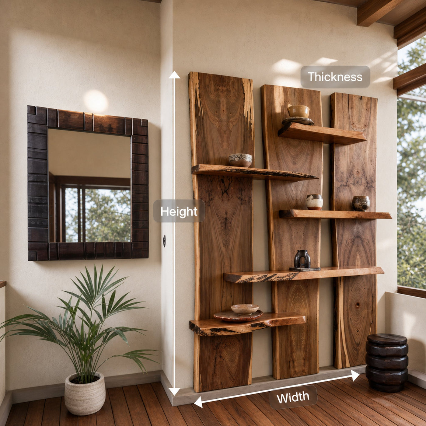 Rustic Floating Wall Shelves For Home And Office - product view 8