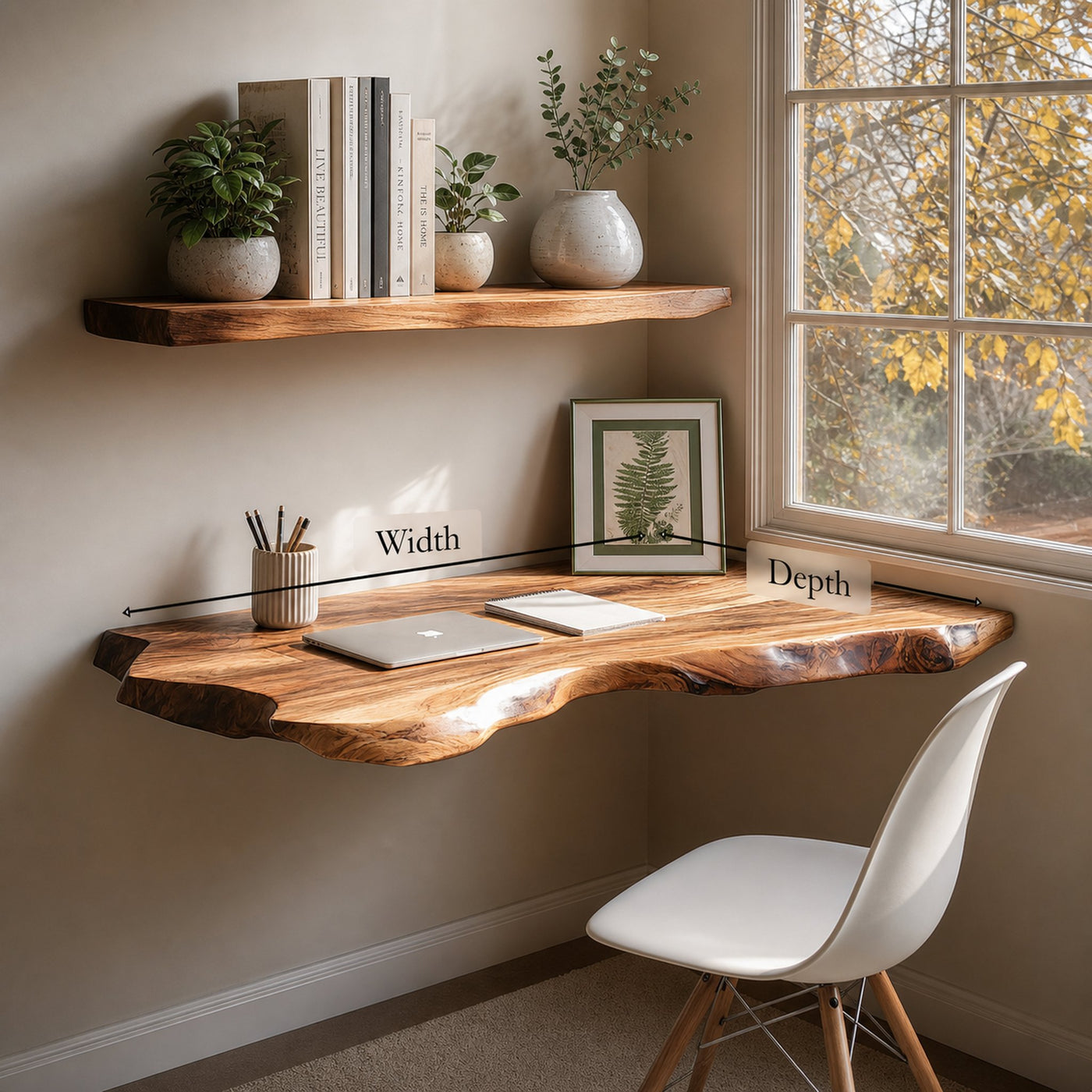 Rustic Floating Work Desk Shelf Bedroom Office - product view 6
