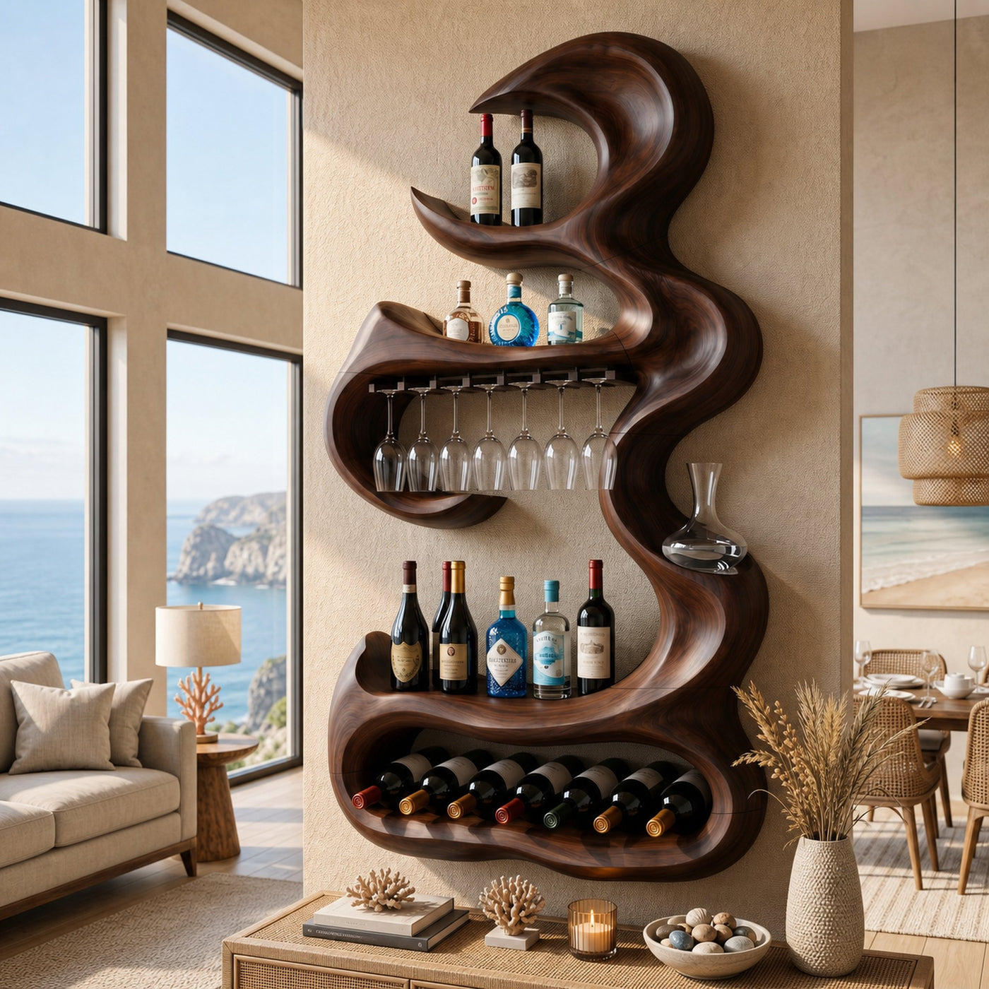 Rustic Landscape Bottle Display For Entertaining Space - product view 7