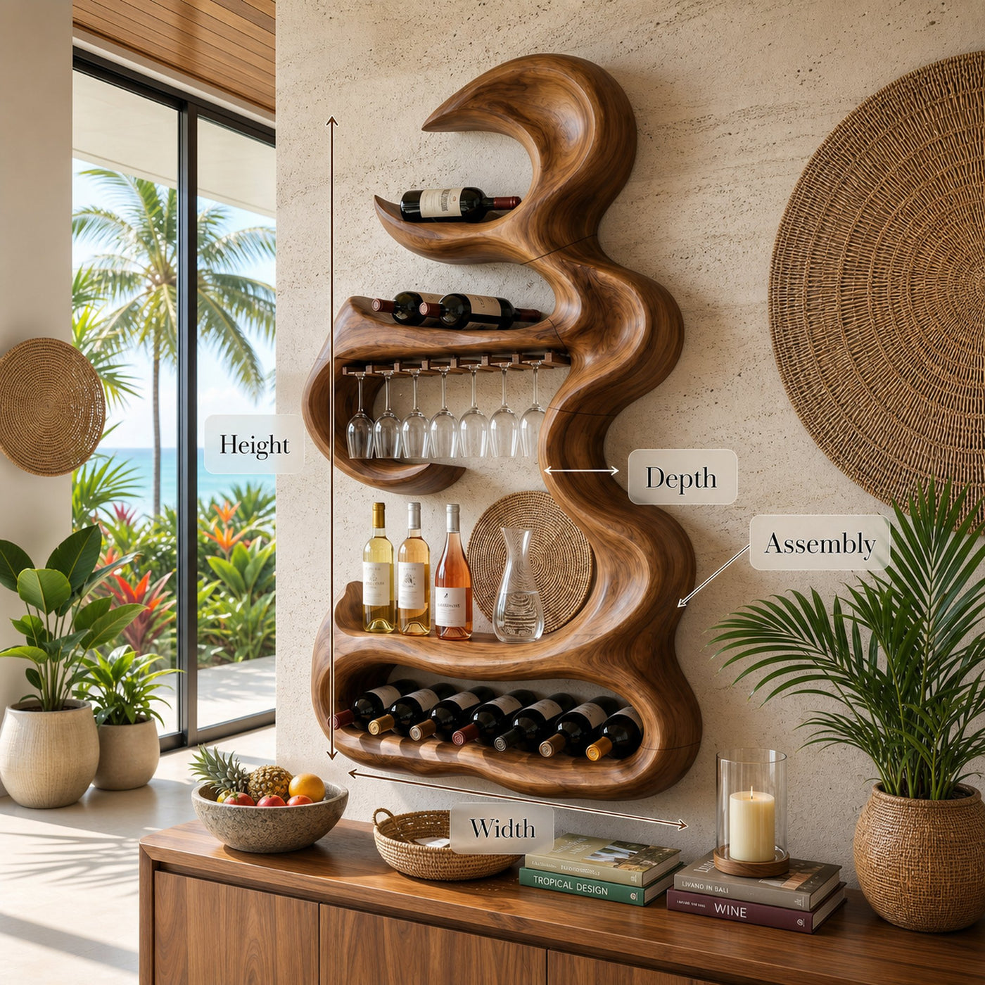 Rustic Landscape Bottle Display For Entertaining Space - product view 8