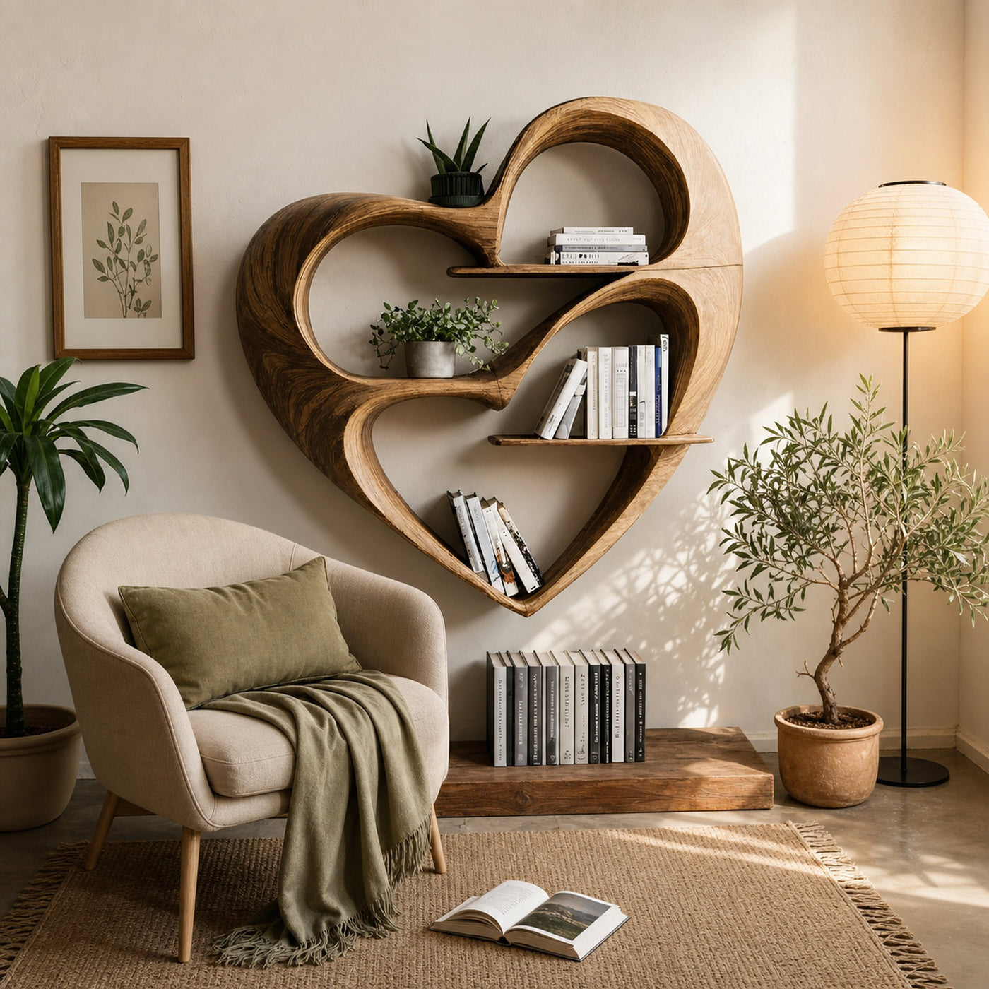 Rustic Live Edge Bookshelf For Cozy Bedroom Appeal - product view 5