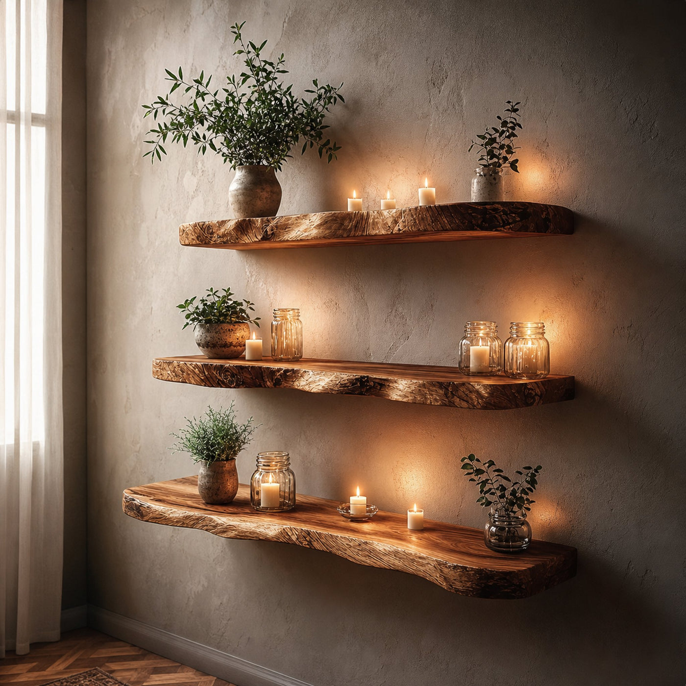 Rustic Live Edge Corner Display Bookshelf Living Room Or Study Room