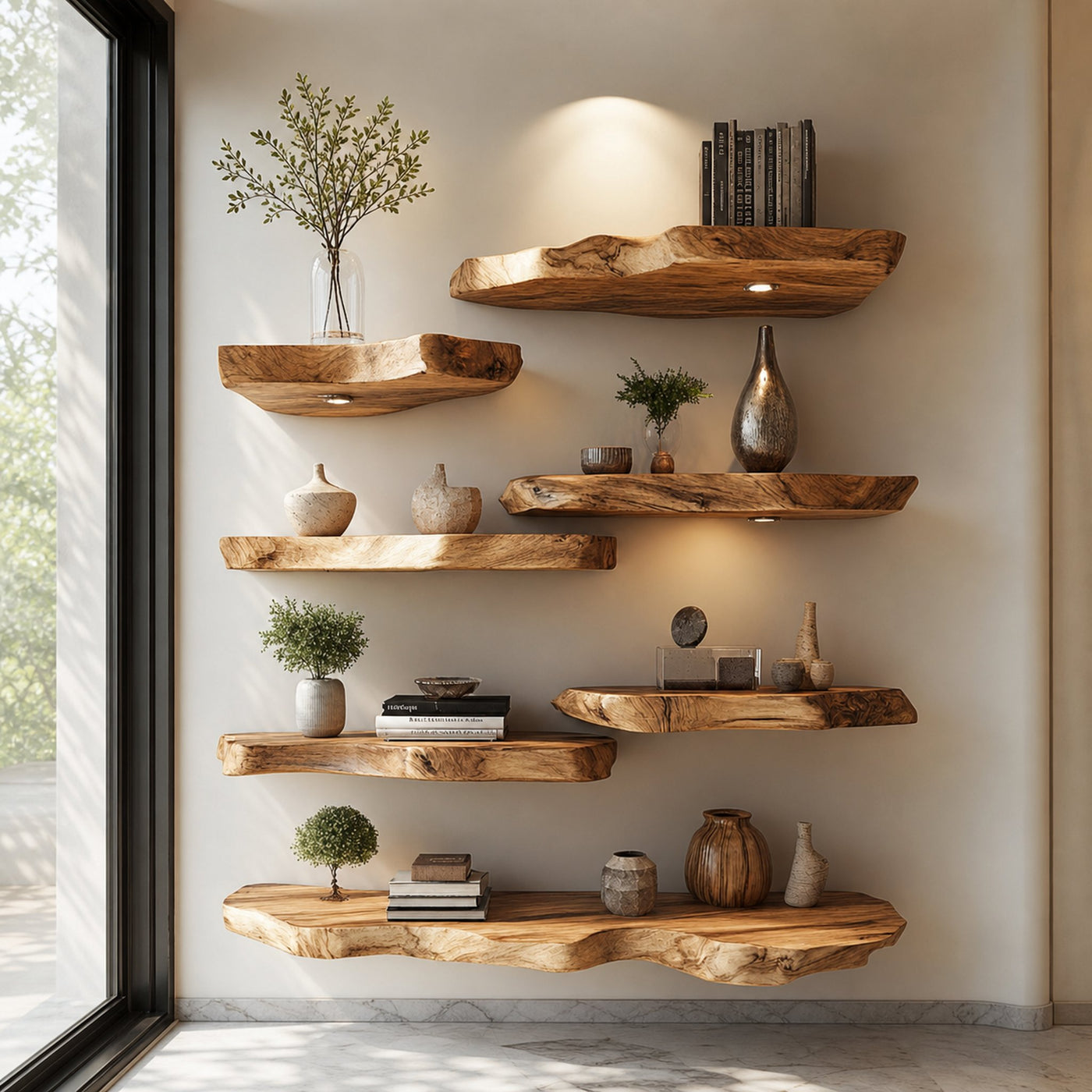 Rustic Live Edge Floating Display Shelf Living Room Or Study Room