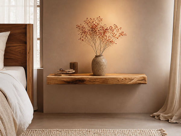 Rustic Live Edge Floating Shelf Bedroom Wall Decor