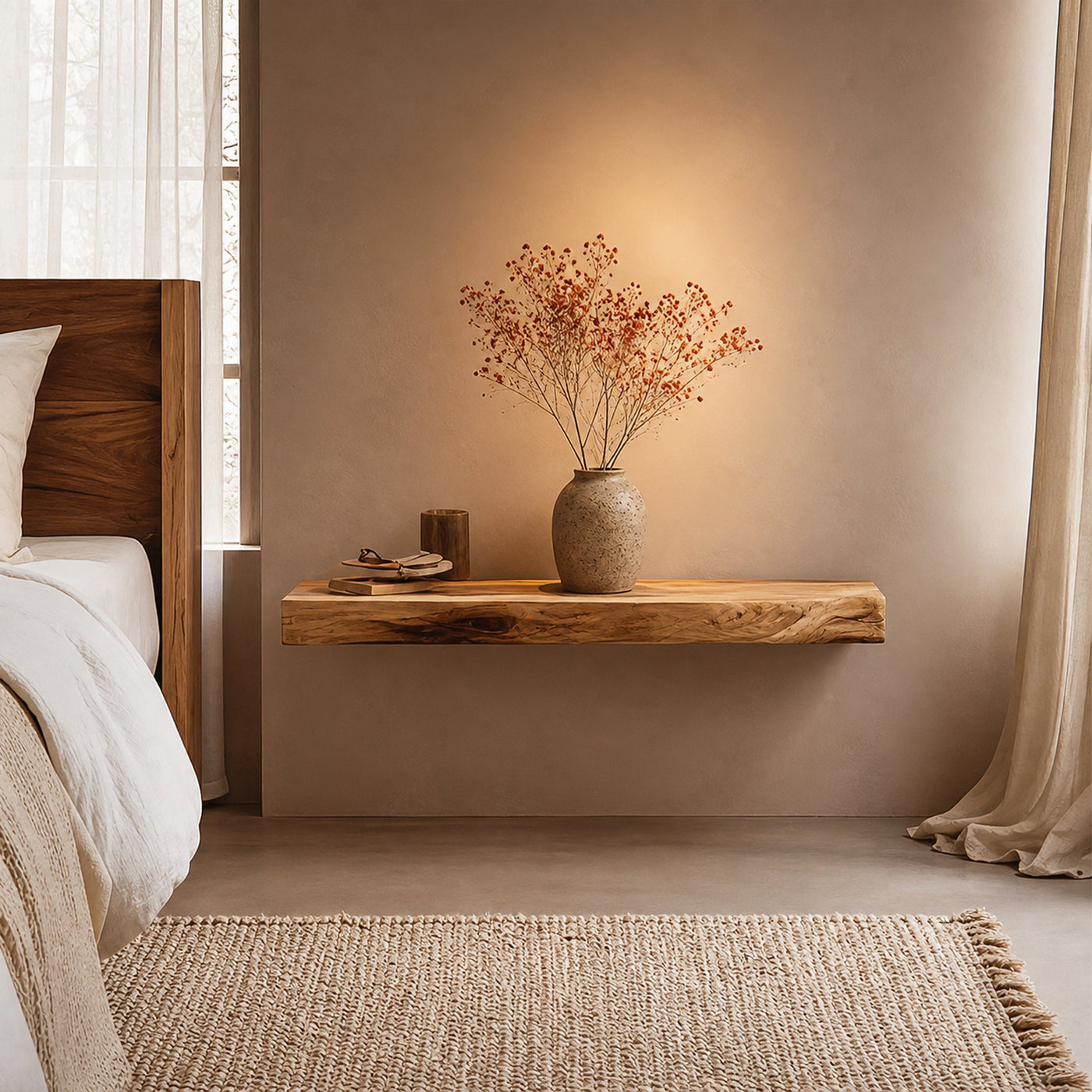 Rustic Live Edge Floating Shelf Bedroom Wall Decor