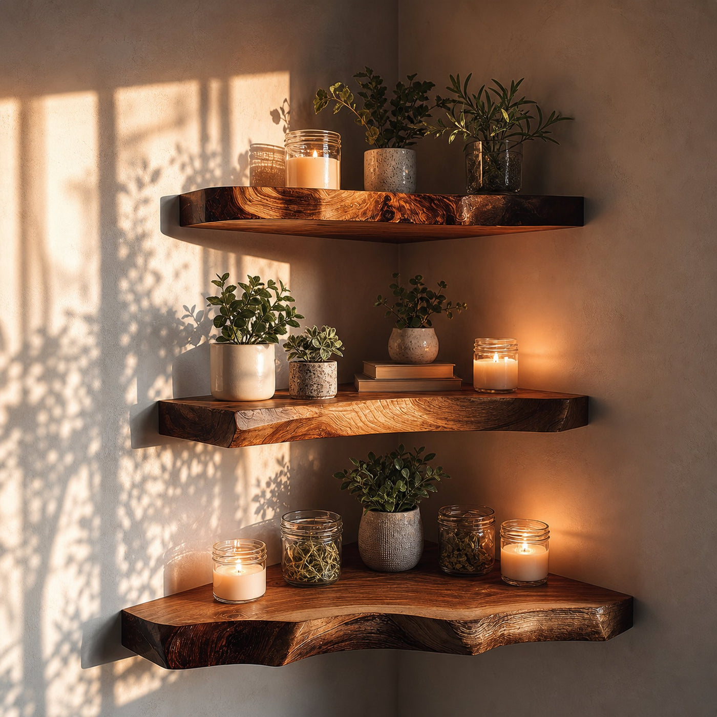 Rustic Live Edge Floating Shelf Dining Room