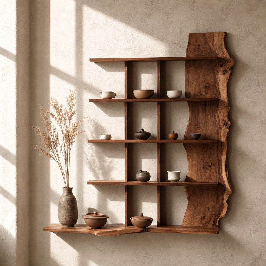 Rustic Live Edge Floating Shelf For Furniture Decor Style