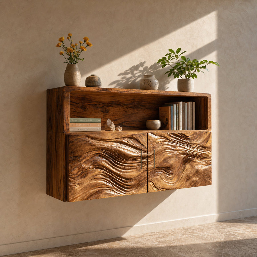 Rustic Live Edge Floating Shelf For Living Room Wall Decor Display