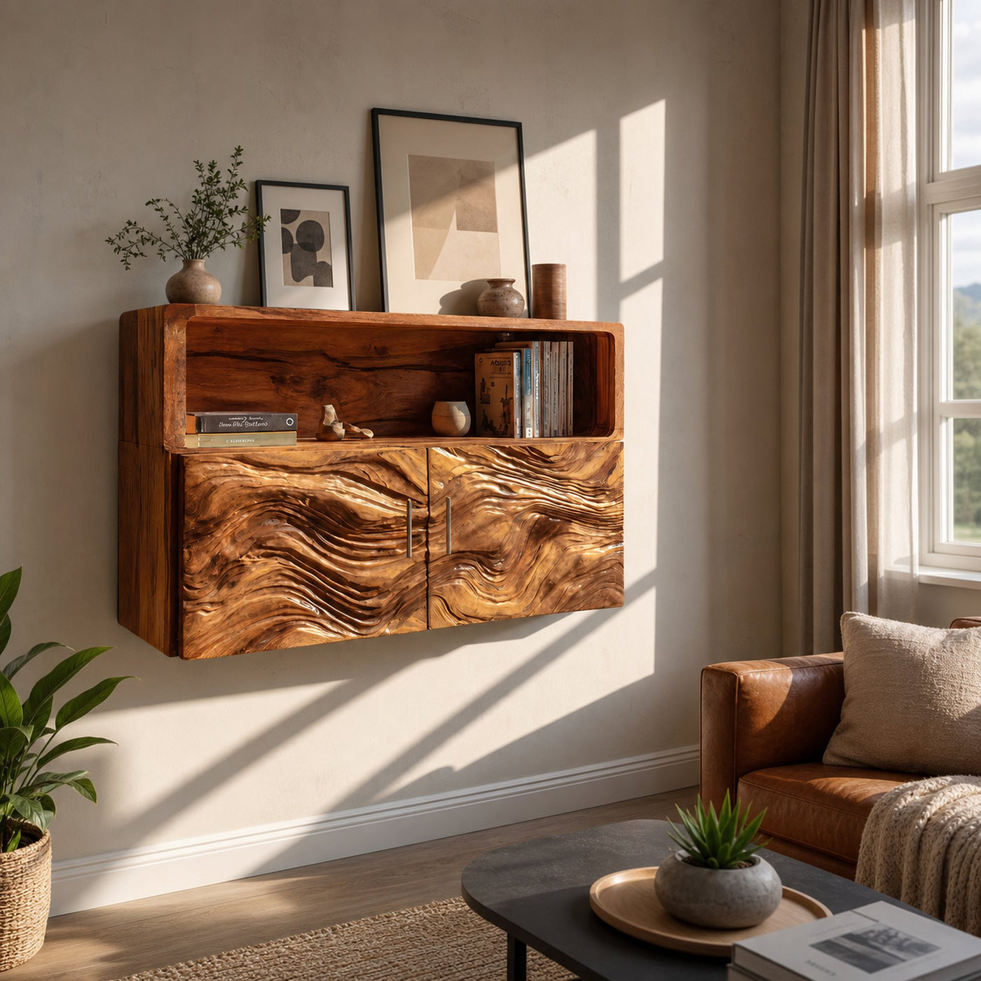 Rustic Live Edge Floating Shelf For Living Room Wall Decor Display - product view 6