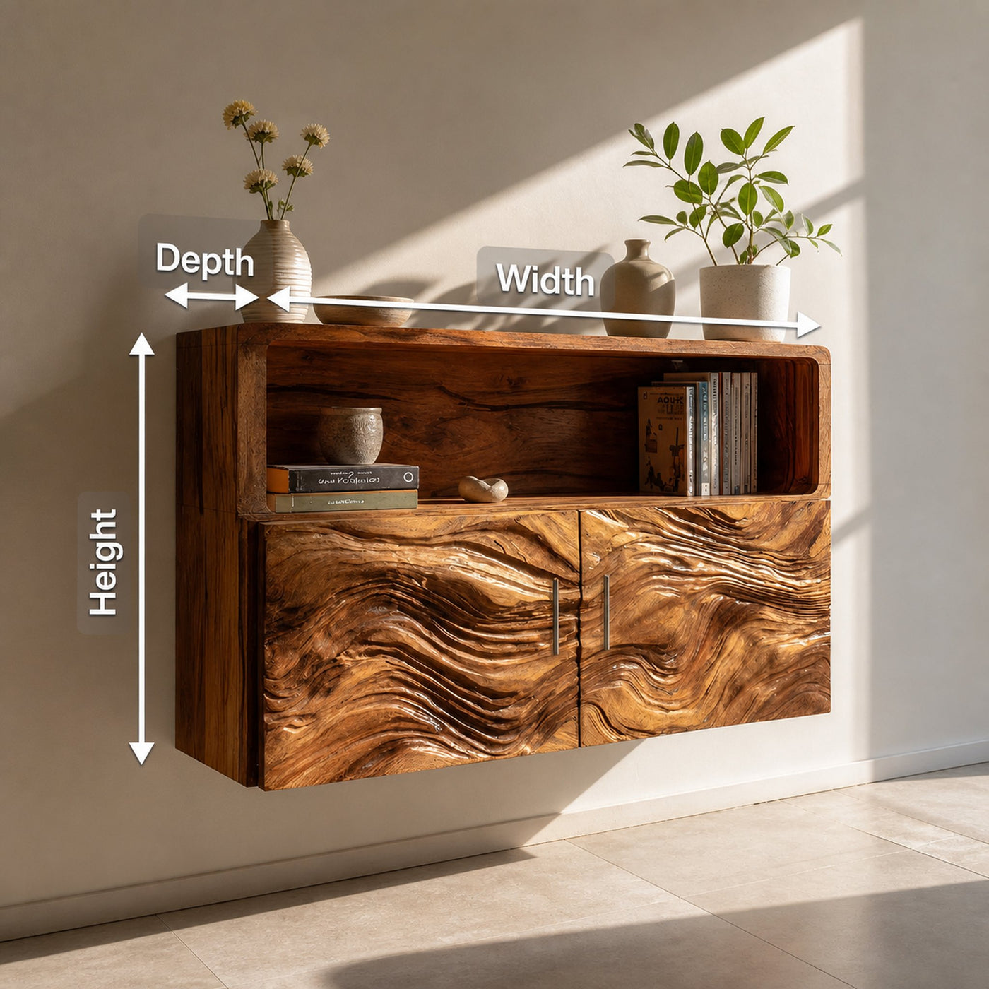 Rustic Live Edge Floating Shelf For Living Room Wall Decor Display - product view 8