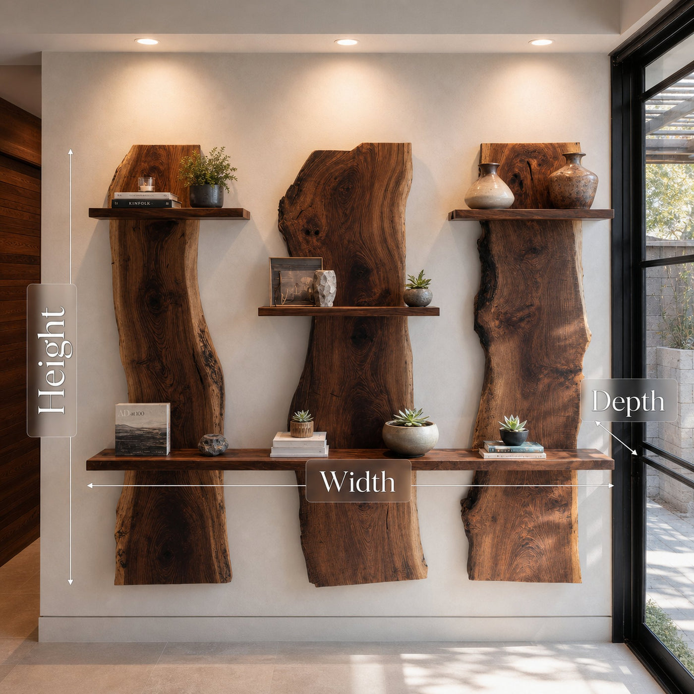 Rustic Live Edge Wall Mounted Shelf For Living Room - product view 6