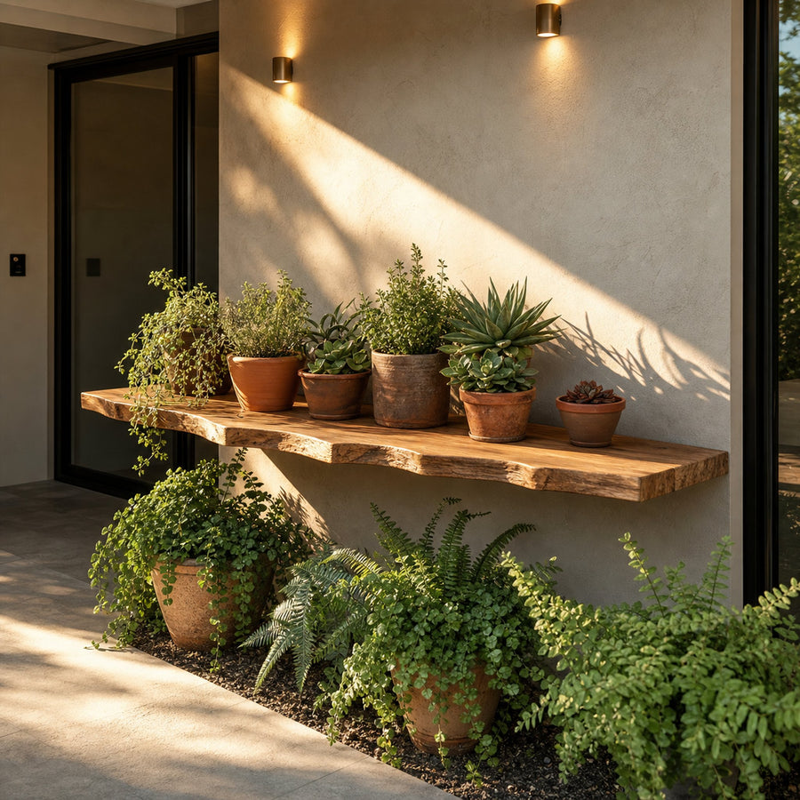 Rustic Live Edge Wall Shelf Entryway Or Garden Room