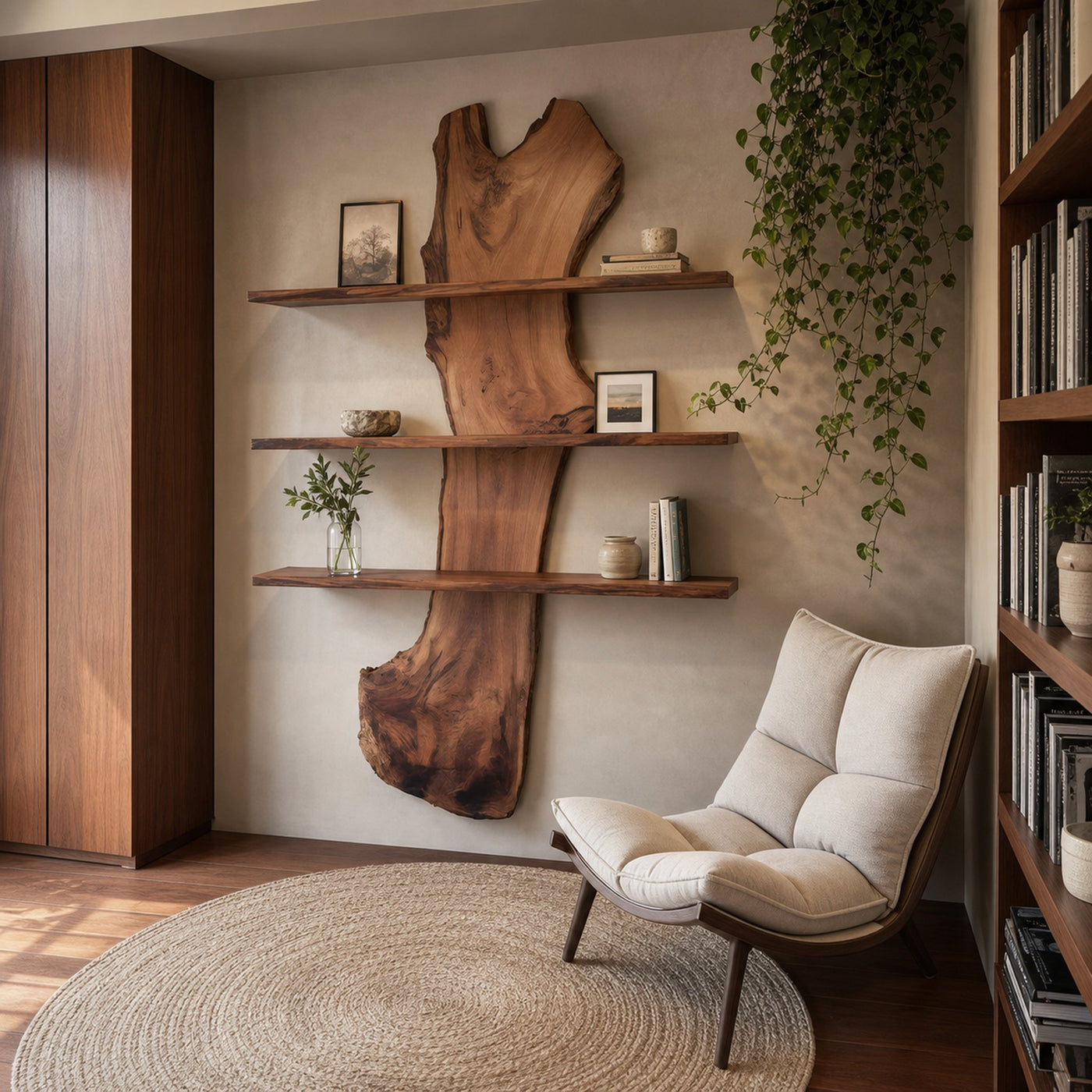 Rustic Live Edge Wall Shelf For Modern Living Room And Entryway - product view 6