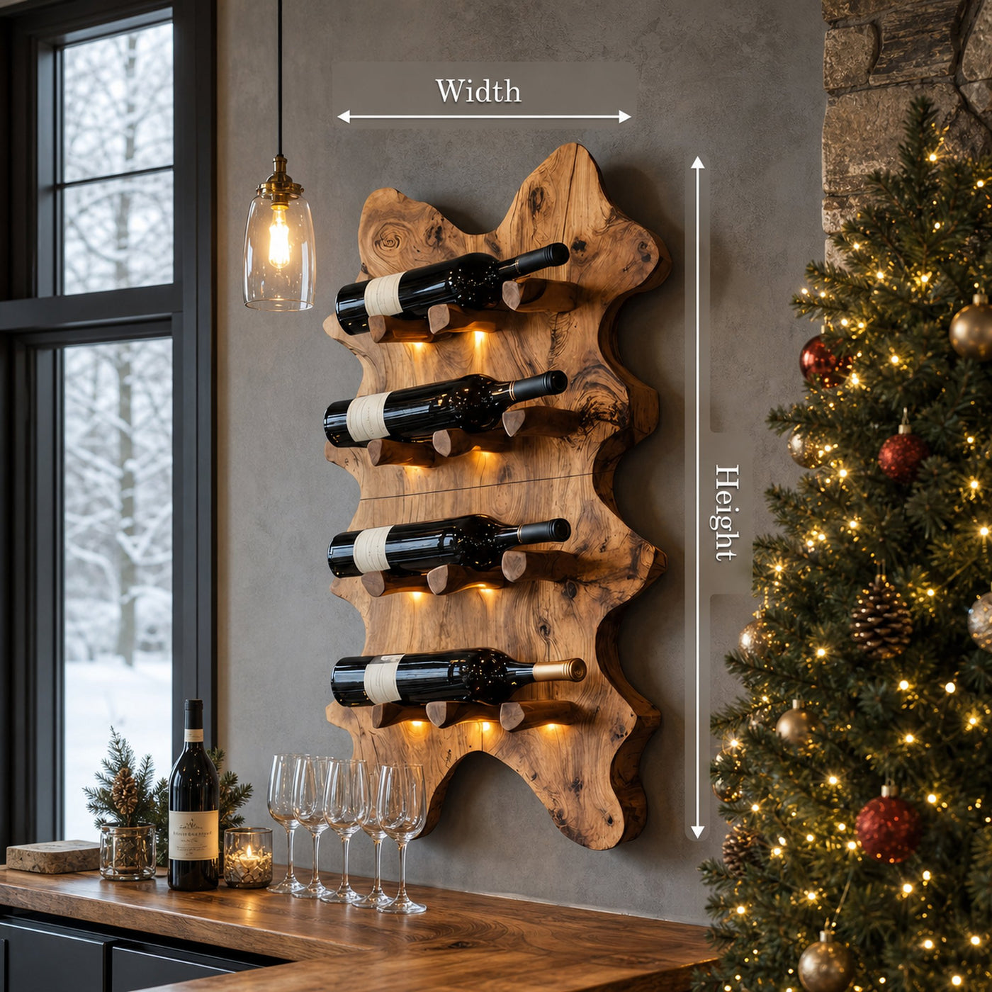 Rustic Live Edge Wall Wine Rack For Cozy Dining Rooms - product view 8