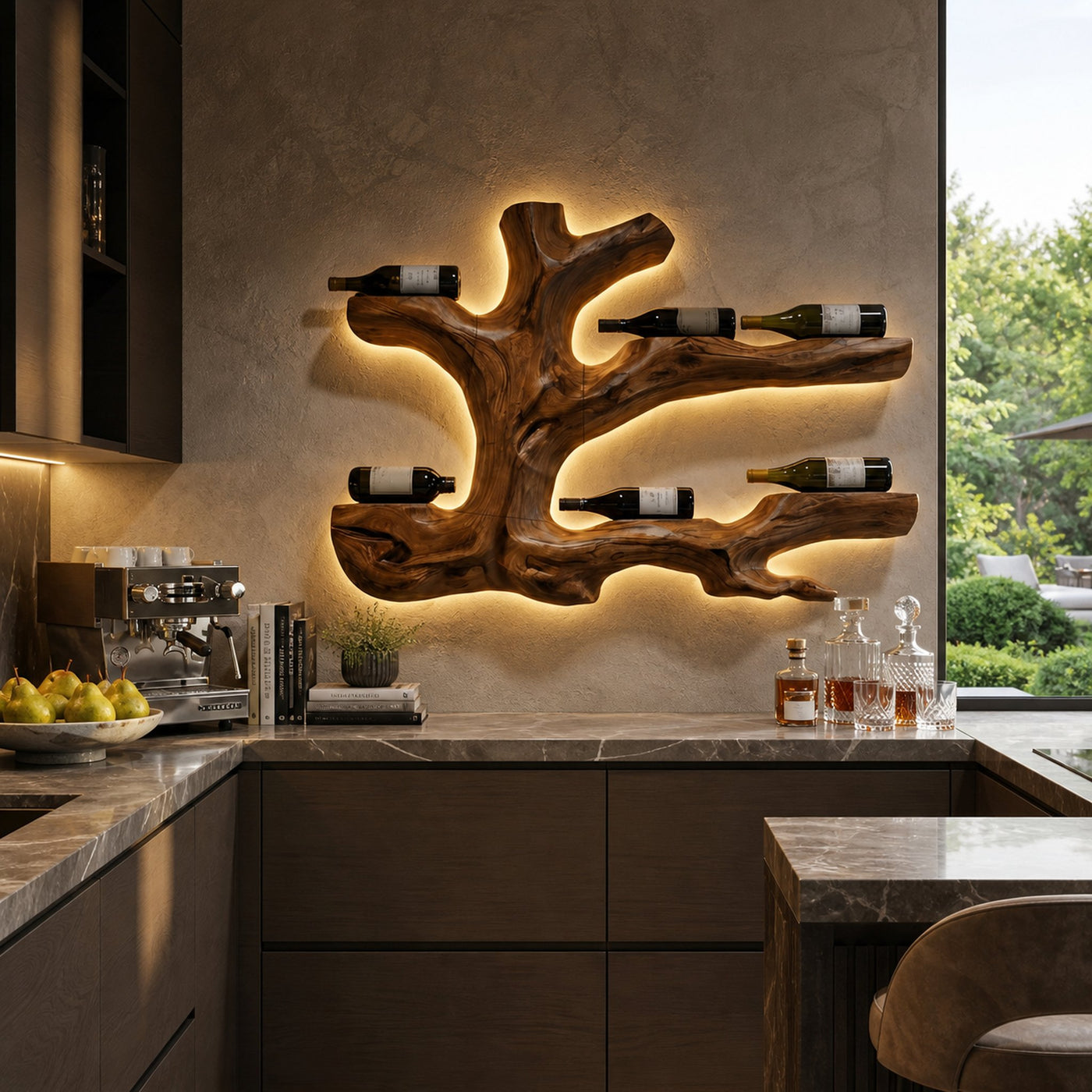 Rustic Live Edge Wine Rack Wall Hanging For Home Interiors - product view 7