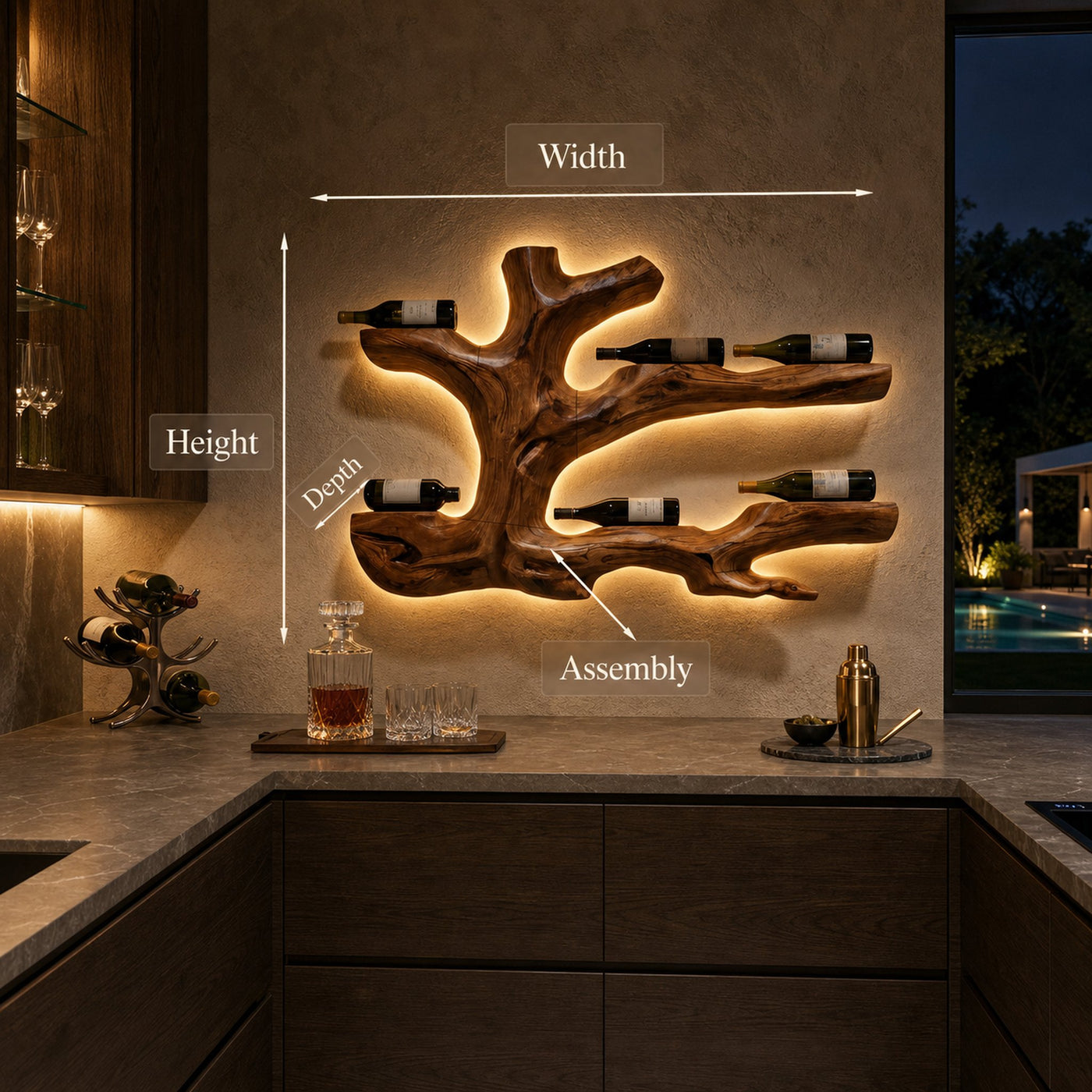 Rustic Live Edge Wine Rack Wall Hanging For Home Interiors - product view 8
