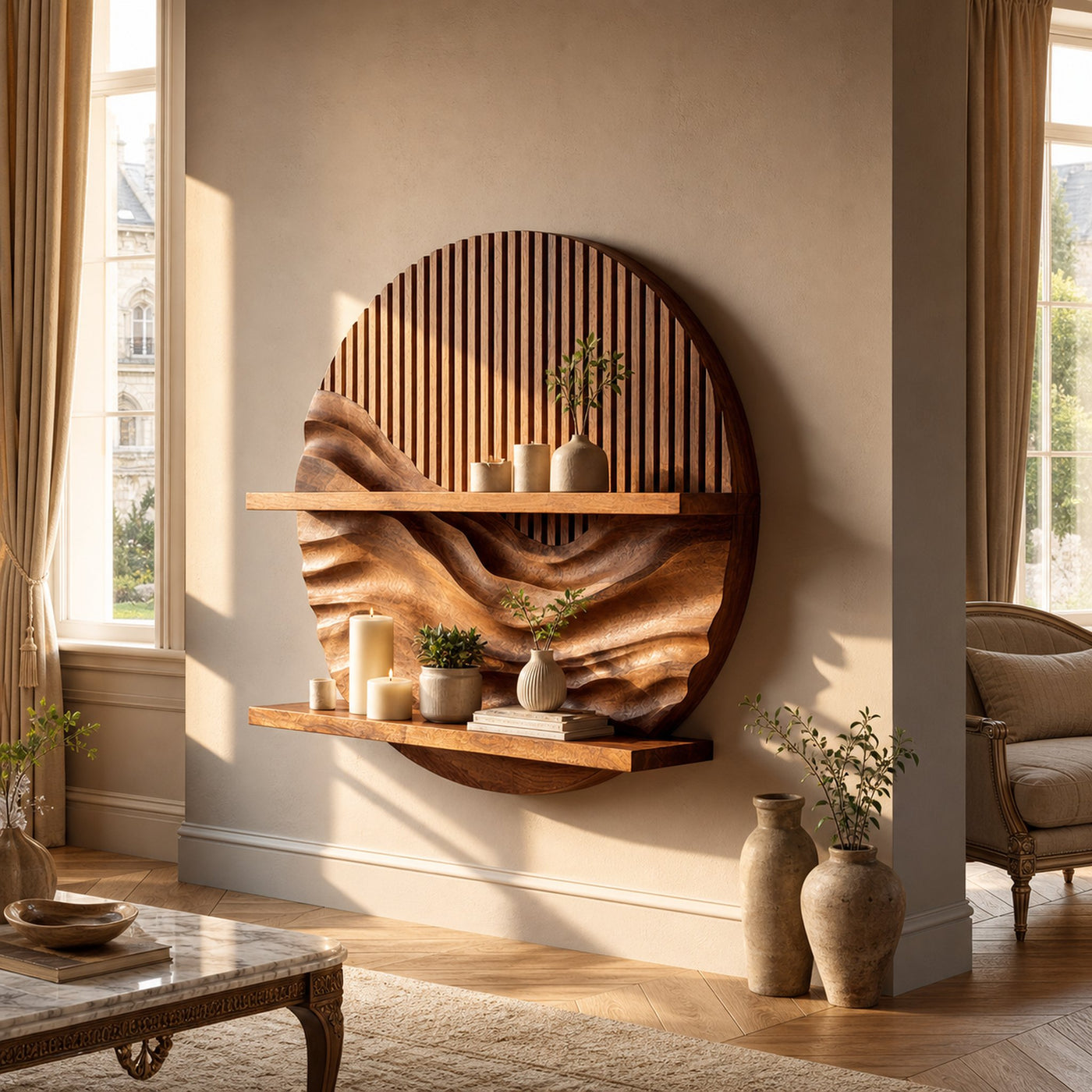 Rustic Minimal Wall Shelf For Living Room Or Modern Interior