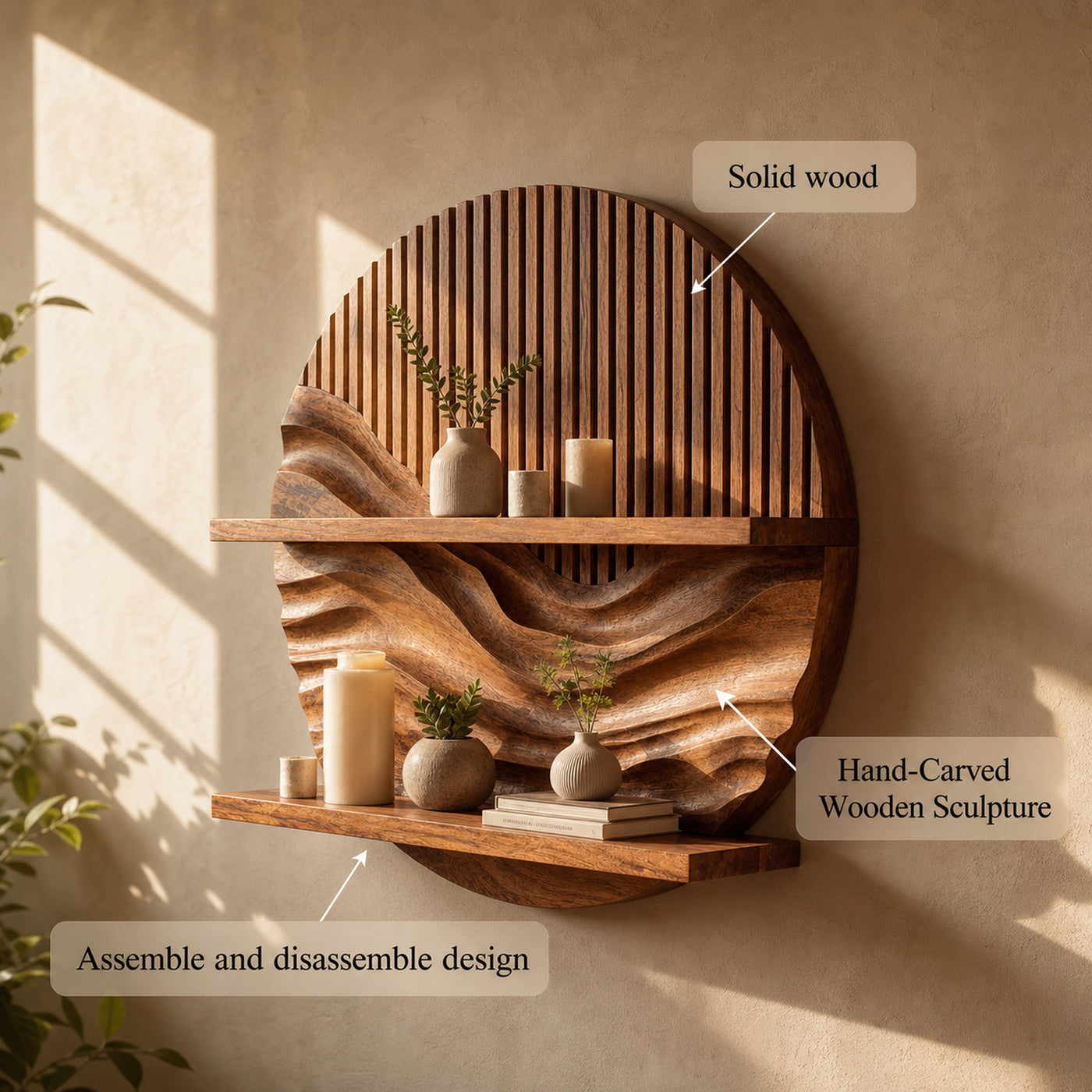 Rustic Minimal Wall Shelf For Living Room Or Modern Interior - product view 3