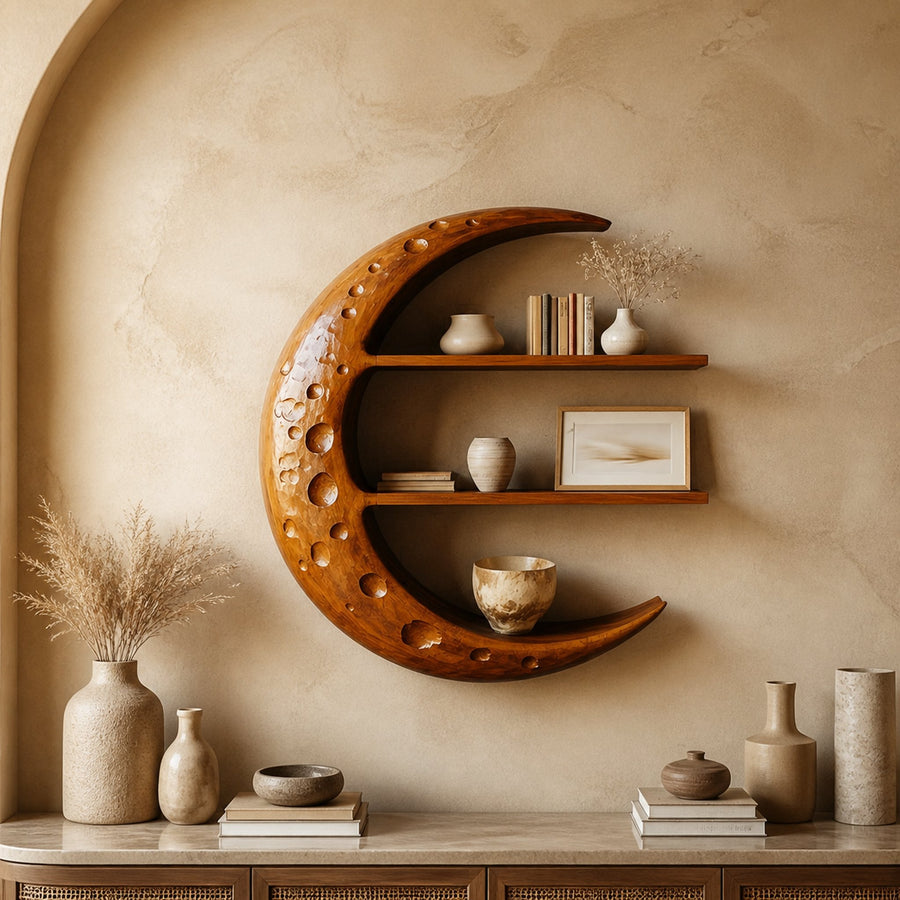 Rustic Moon Wall Shelf For Living Room And Bedroom