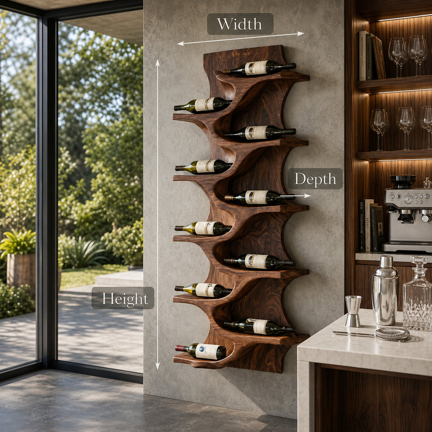 Rustic Natural Wood Wine Rack For Home Bar Wall Storage - product view 8