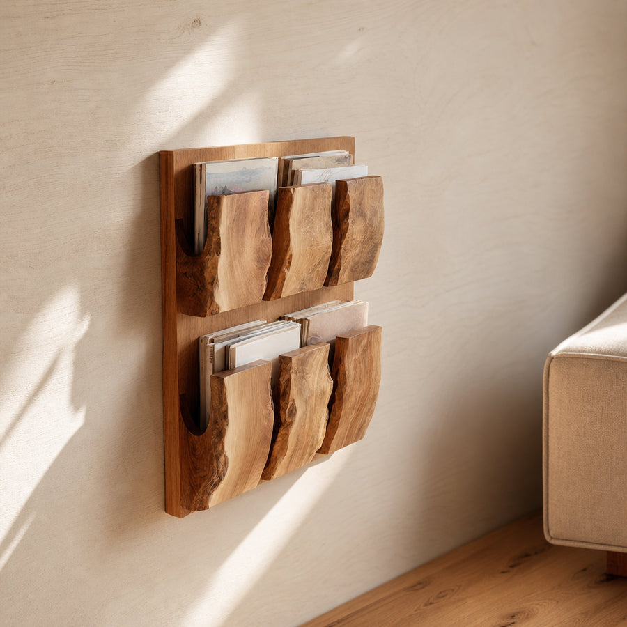 Rustic Nature Inspired Wooden Wall Organizer Home Interior Accent Storage