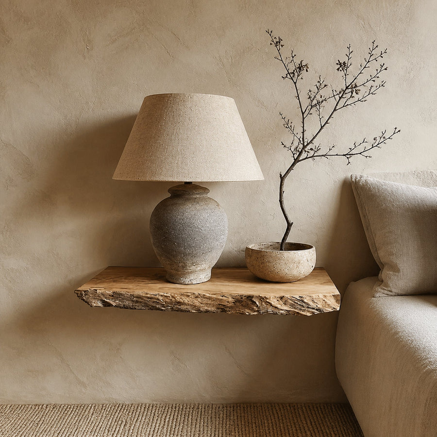 Rustic Nightstand Floating Shelf Bedroom