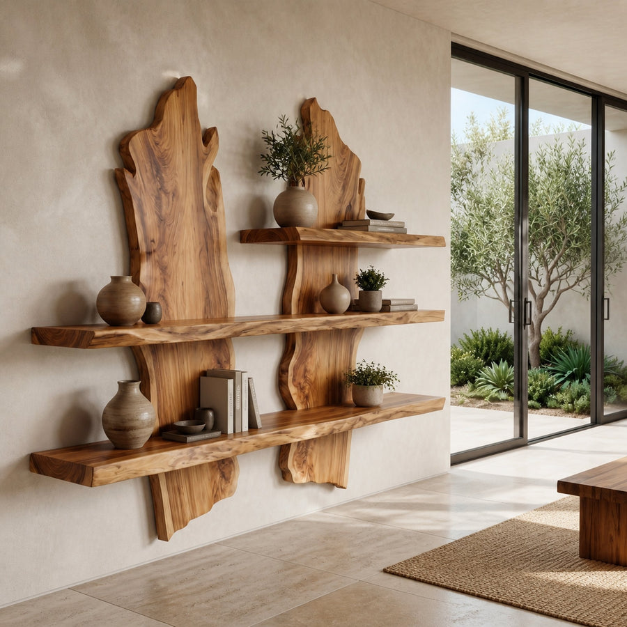 Rustic Organic Wall Shelf For Living Room And Bedroom