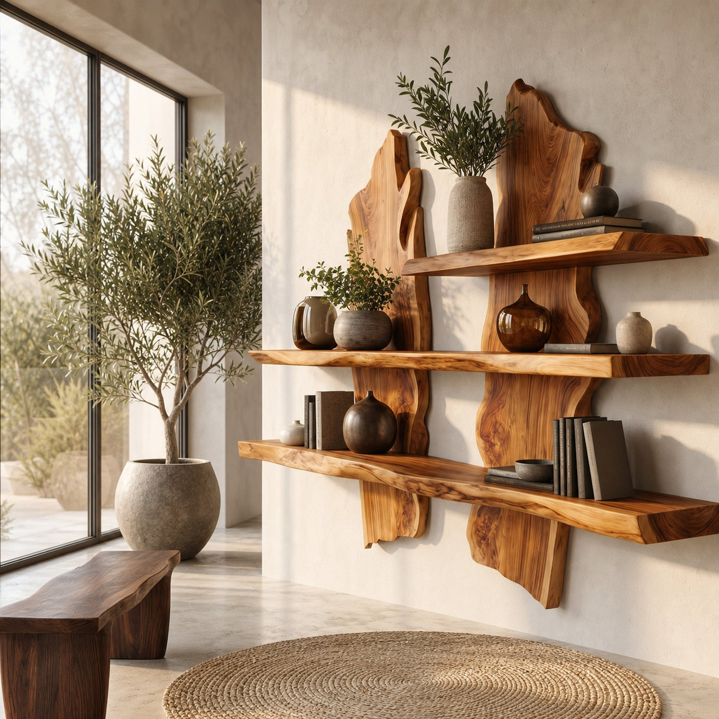 Rustic Organic Wall Shelf For Living Room And Bedroom - product view 6