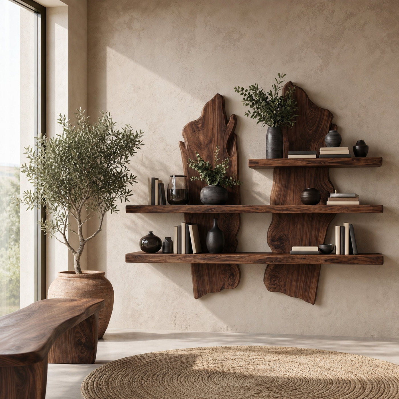 Rustic Organic Wall Shelf For Living Room And Bedroom - product view 7