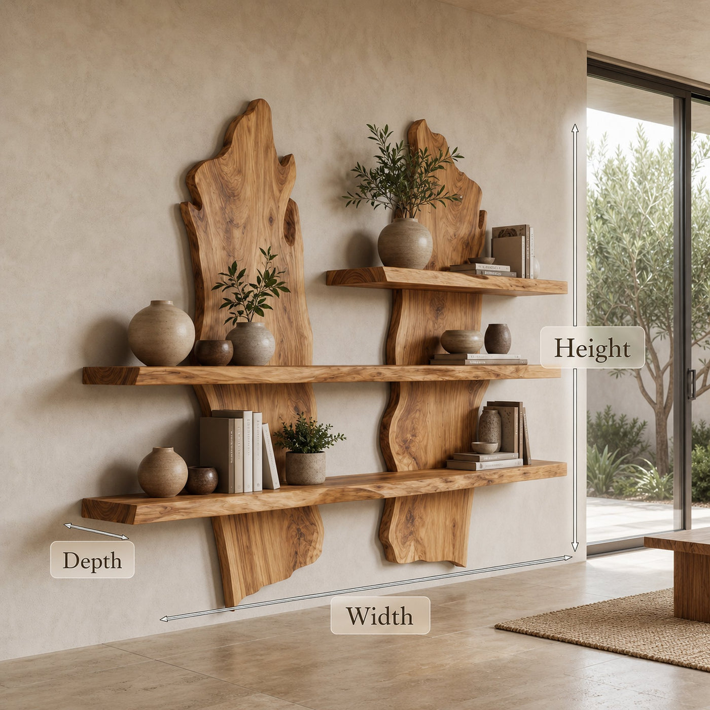 Rustic Organic Wall Shelf For Living Room And Bedroom - product view 8