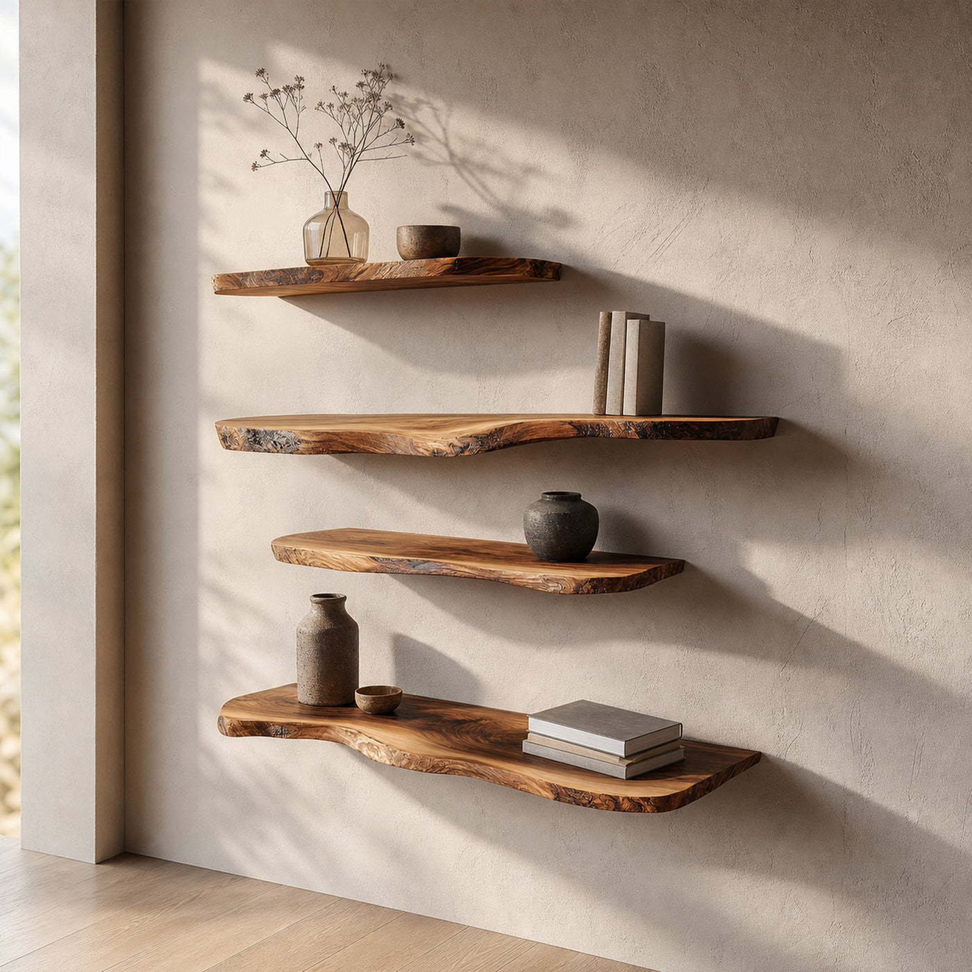 Rustic Organic Wall Shelf For Living Room And Bedroom