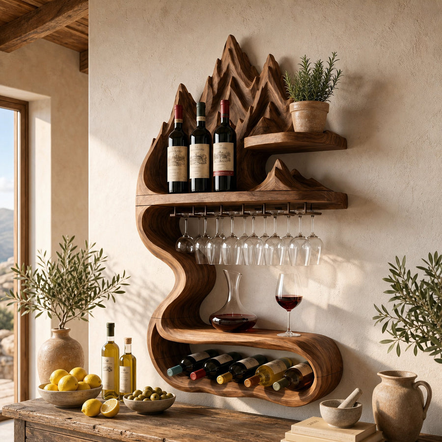 Rustic Sculptural Bottle Holder For Home Decor