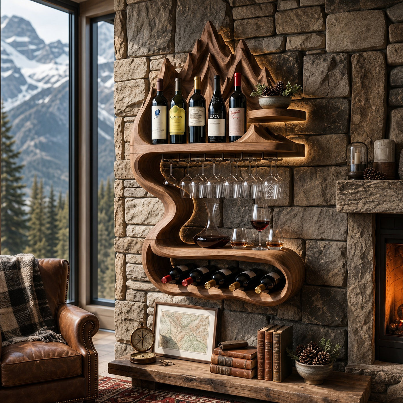 Rustic Sculptural Bottle Holder For Home Decor - product view 6