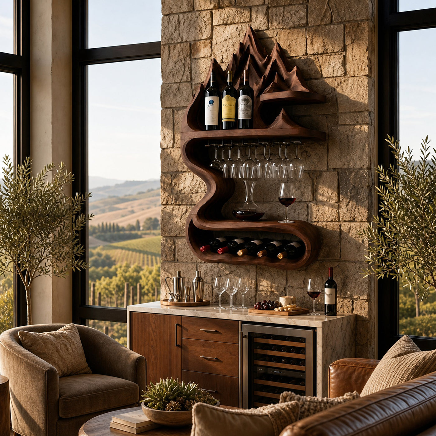 Rustic Sculptural Bottle Holder For Home Decor - product view 7