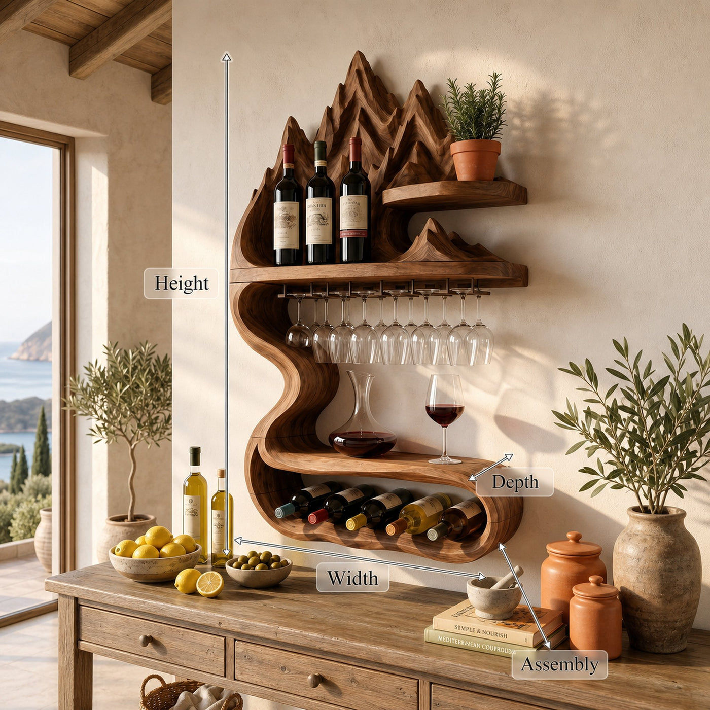 Rustic Sculptural Bottle Holder For Home Decor - product view 8