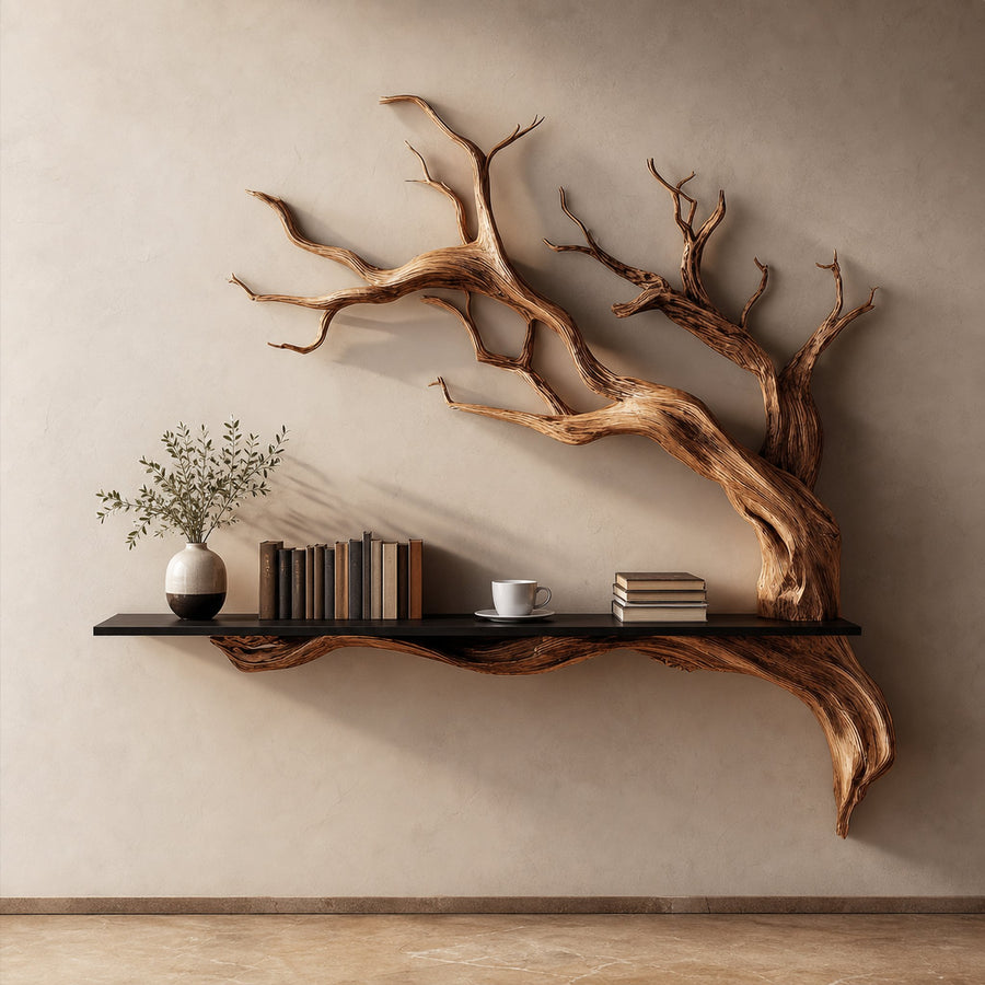 Rustic Tree Branch Wall Shelf Natural Artistic Home Decor