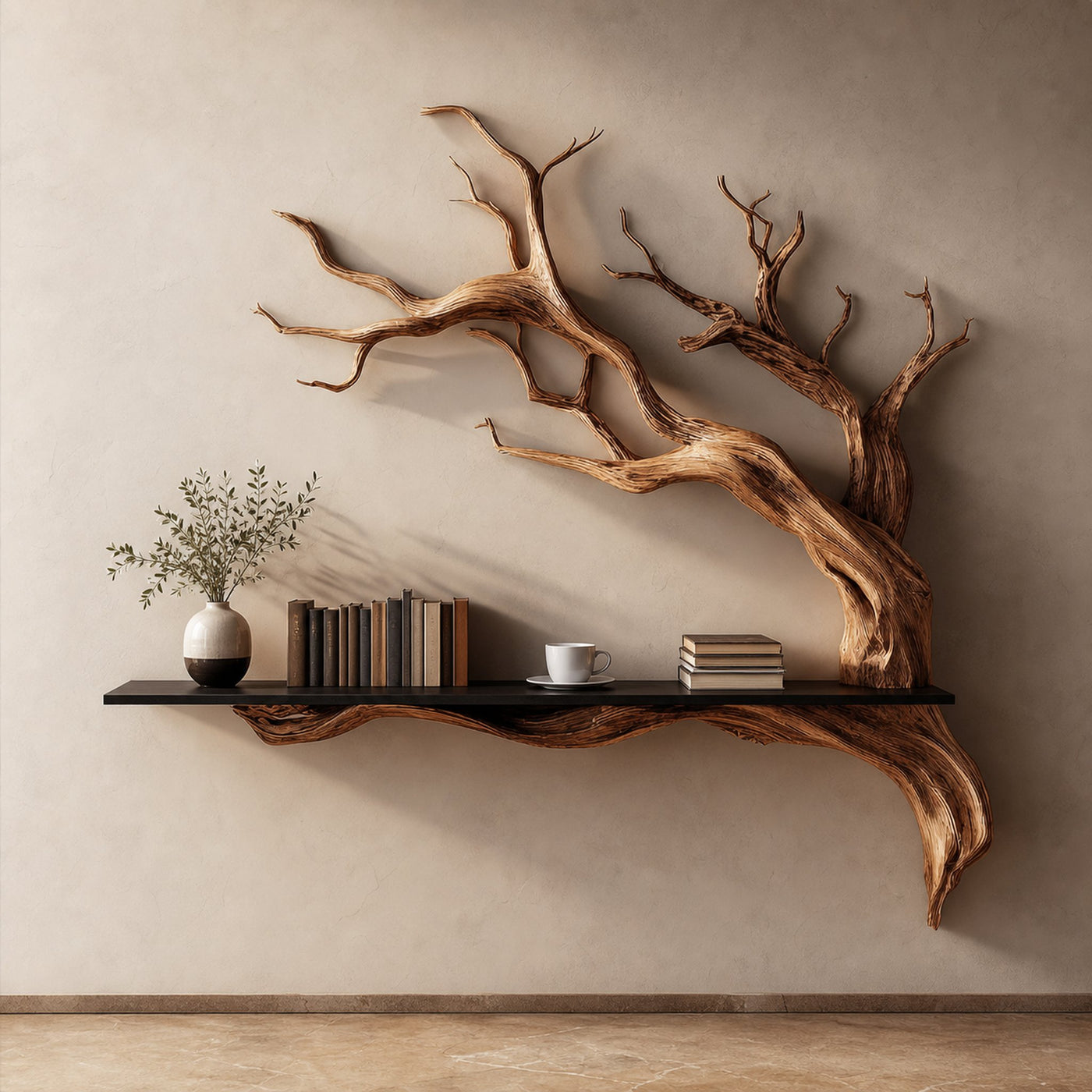 Rustic Tree Branch Wall Shelf Natural Artistic Home Decor