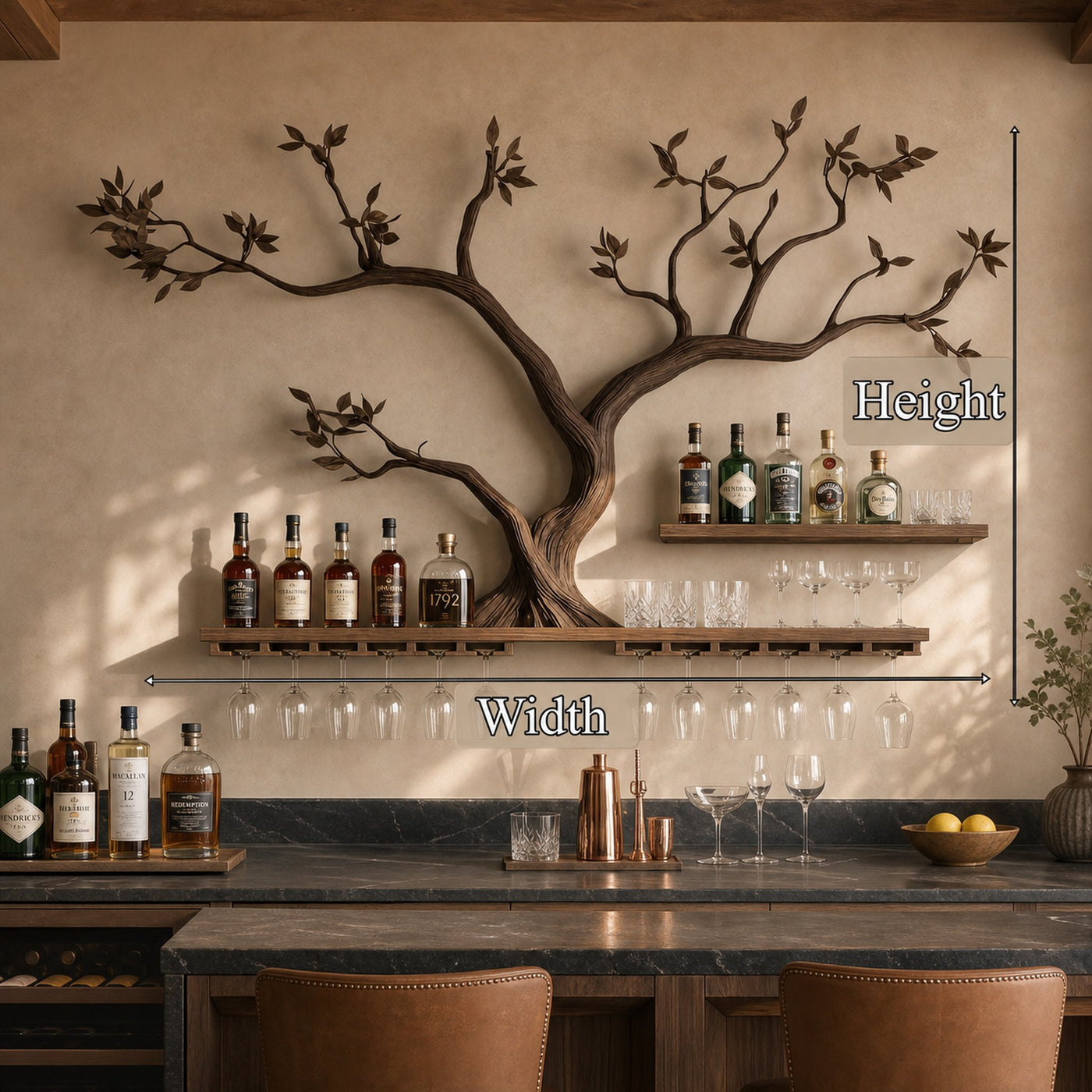 Rustic Tree Branch Wine Rack Wooden Wall Shelf For Kitchen Dining Room Home Bar - product view 6