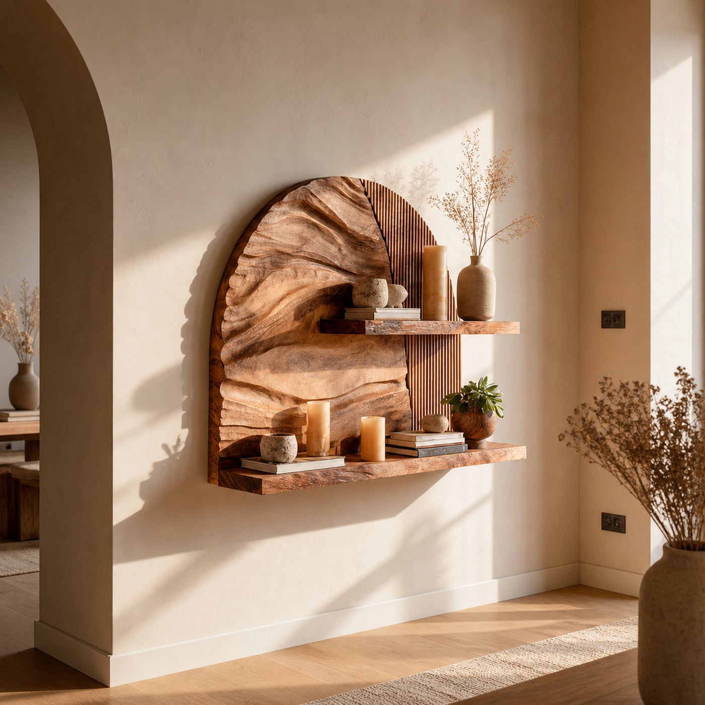 Rustic Wall Mounted Shelf For Living Room And Bedroom