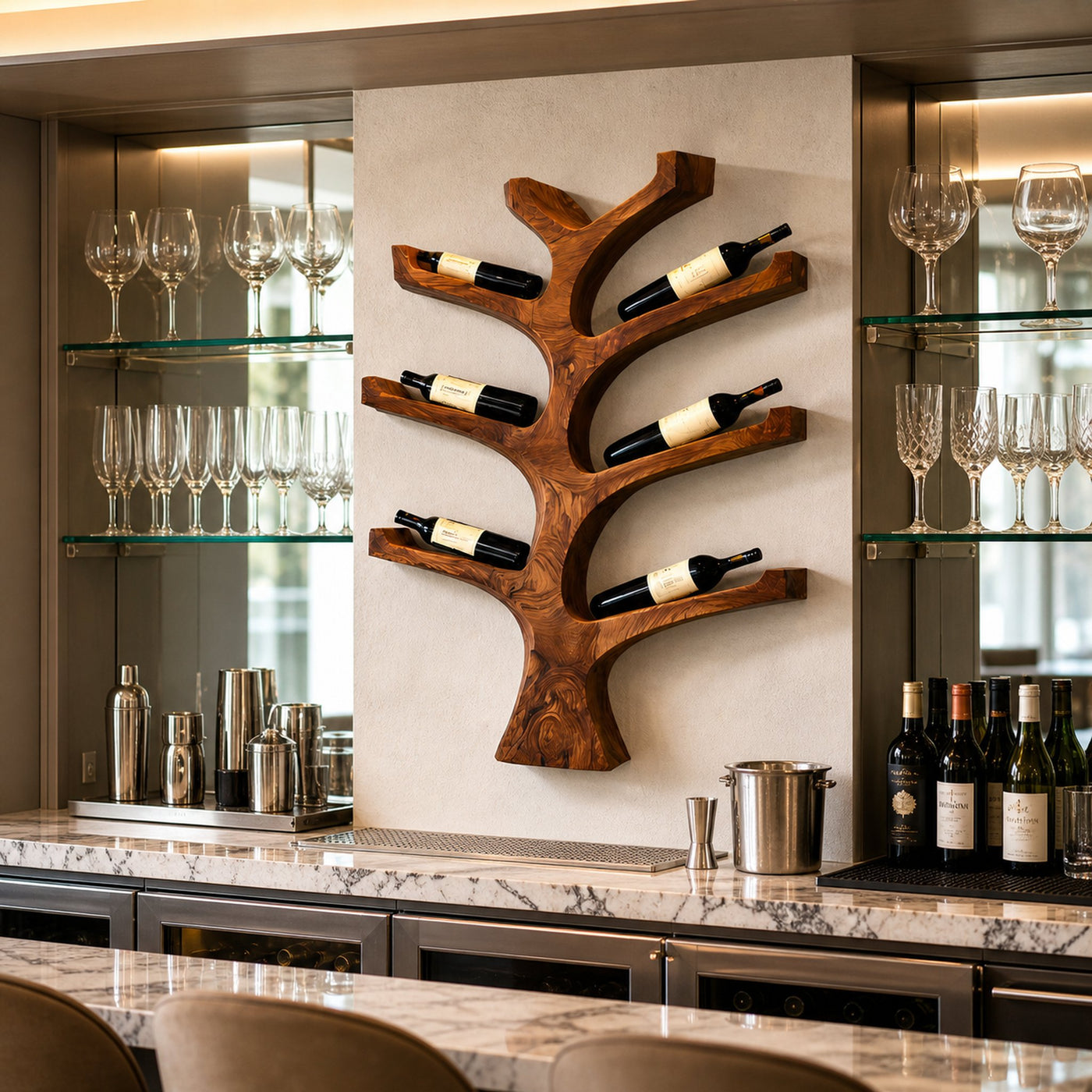 Rustic Wall Mounted Tree Branch Wine Holder For Kitchen - product view 6