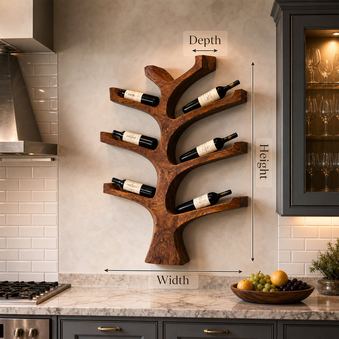 Rustic Wall Mounted Tree Branch Wine Holder For Kitchen - product view 8