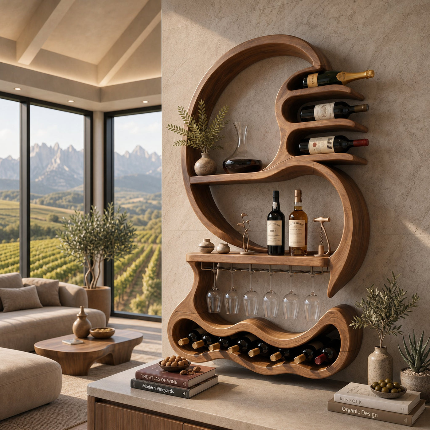 Rustic Wall Mounted Wine Display For Lounge Area - product view 6