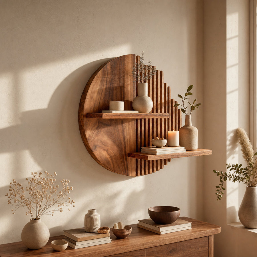 Rustic Wall Storage Shelf For Living Room Or Dining Area