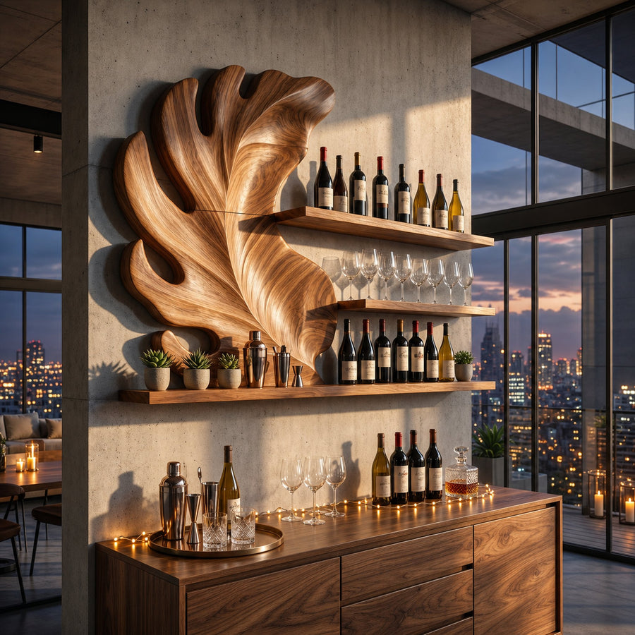 Rustic Wall Wine Holder For Condo Beverage Storage Niche