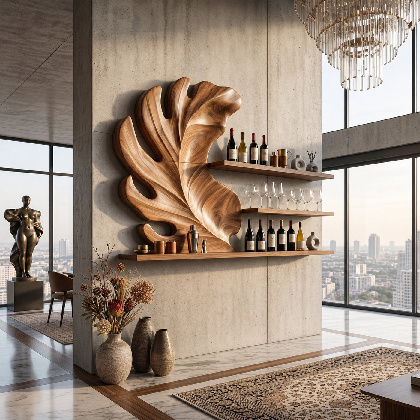 Rustic Wall Wine Holder For Condo Beverage Storage Niche - product view 6