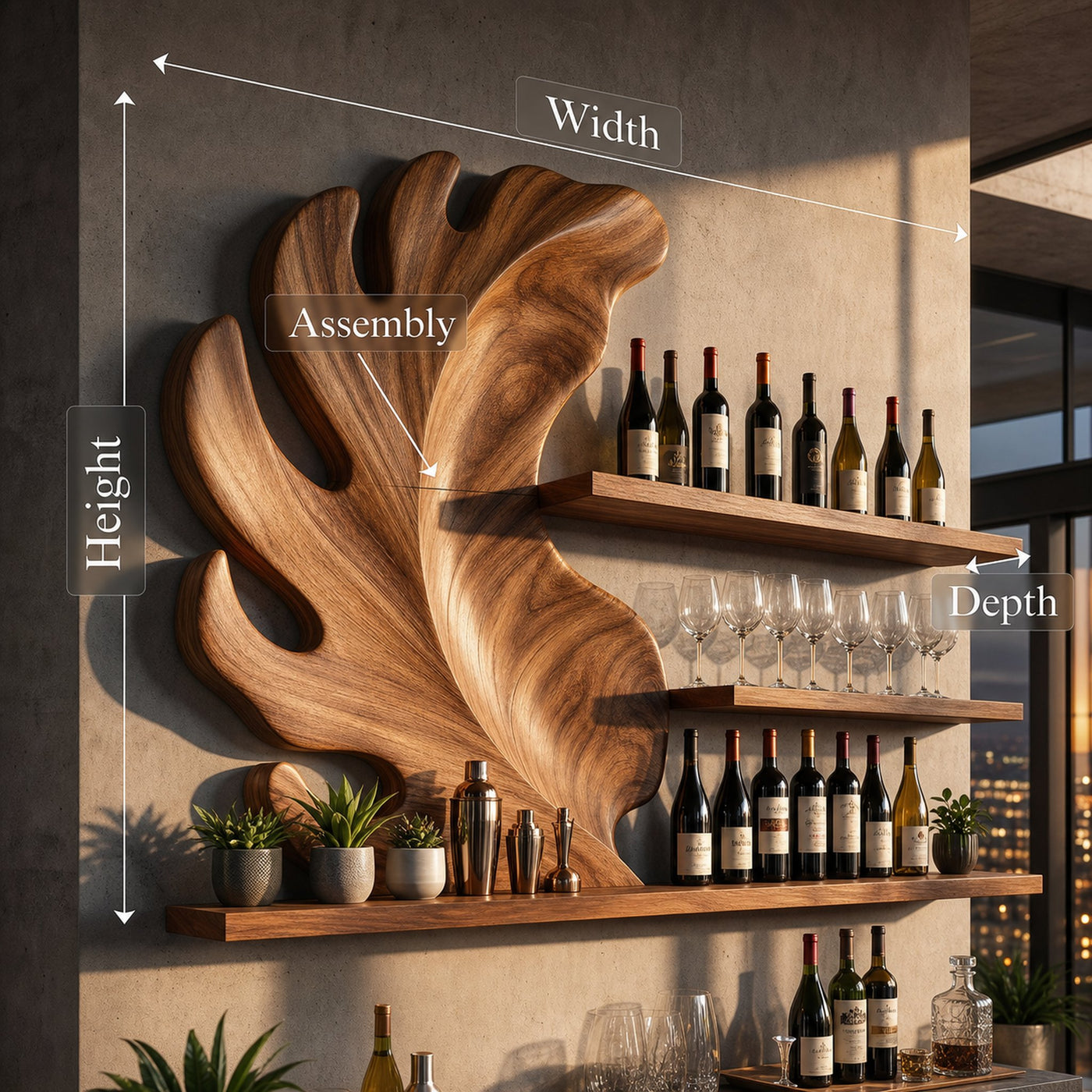 Rustic Wall Wine Holder For Condo Beverage Storage Niche - product view 8